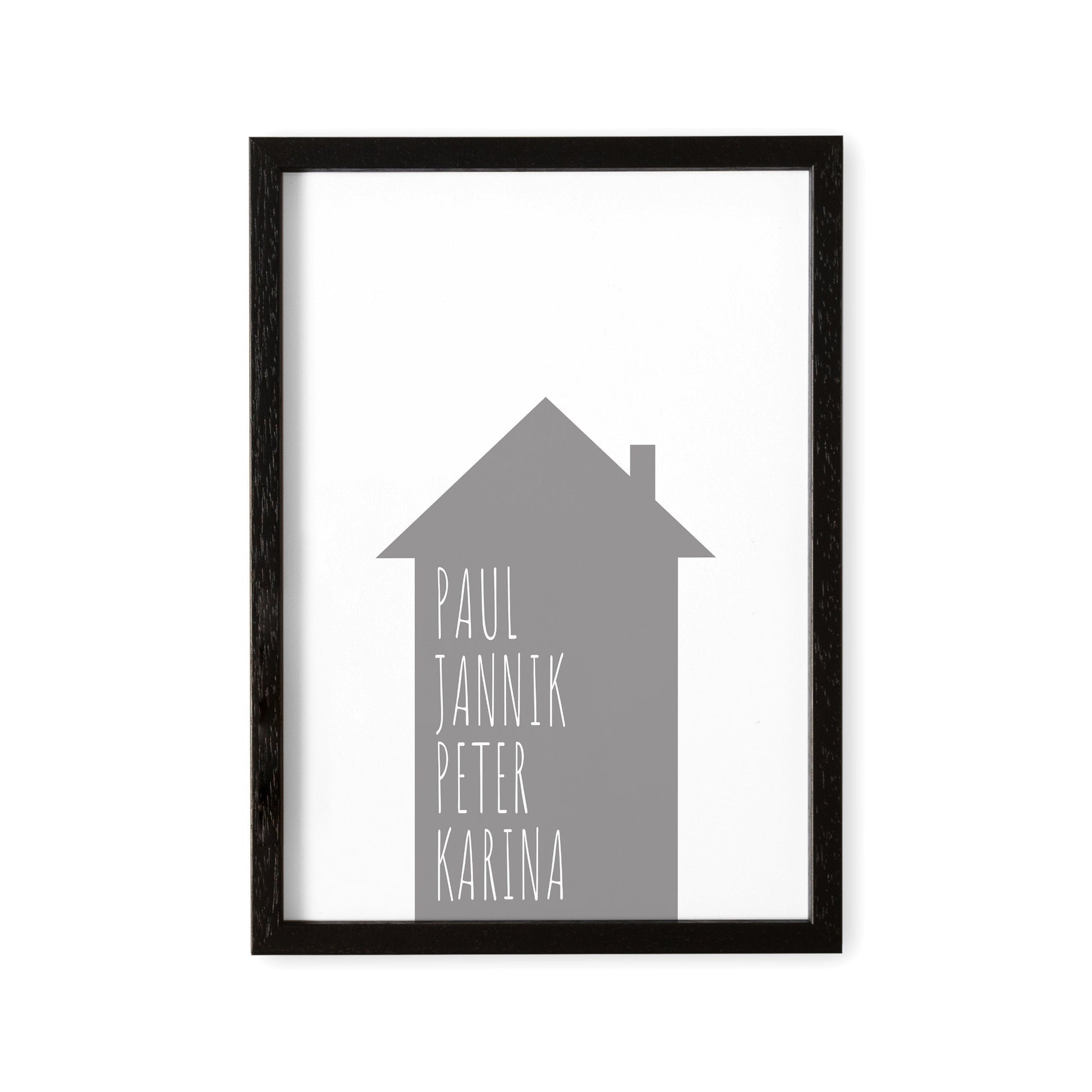 Familienposter Haus Mit Namen Personalisiertes Einweihungsgeschenk Hausbau