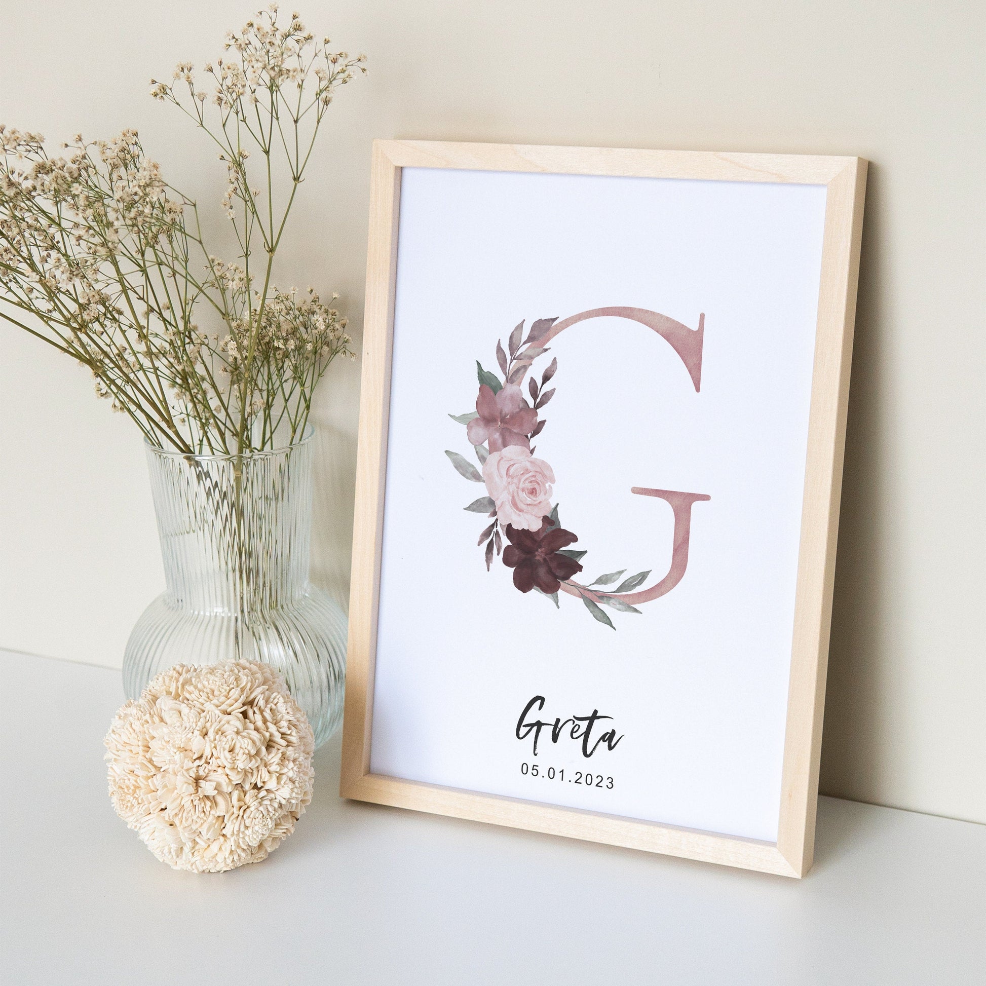 Kinderzimmer Namensposter Geschenk Zur Geburt Mädchen Buchstaben Bild