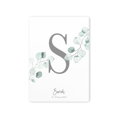 Geburtsposter Buchstaben Poster Personalisiert Mit Eukalyptus Babyposter