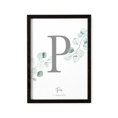 Geburtsposter Buchstaben Poster Personalisiert Mit Eukalyptus Babyposter