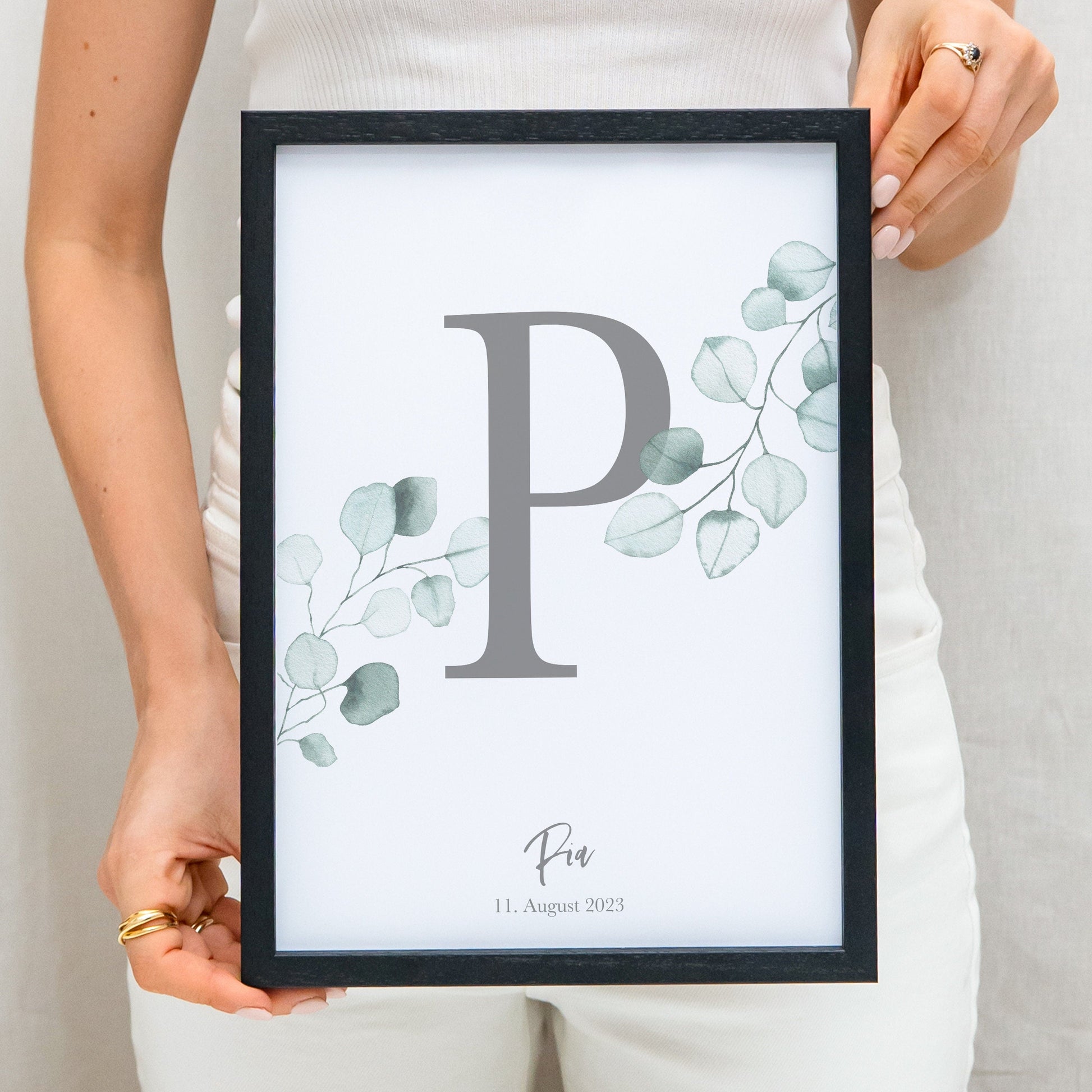 Geburtsposter Buchstaben Poster Personalisiert Mit Eukalyptus Babyposter