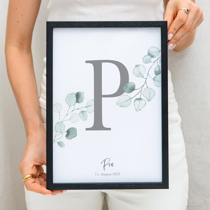 Geburtsposter Buchstaben Poster Personalisiert Mit Eukalyptus Babyposter