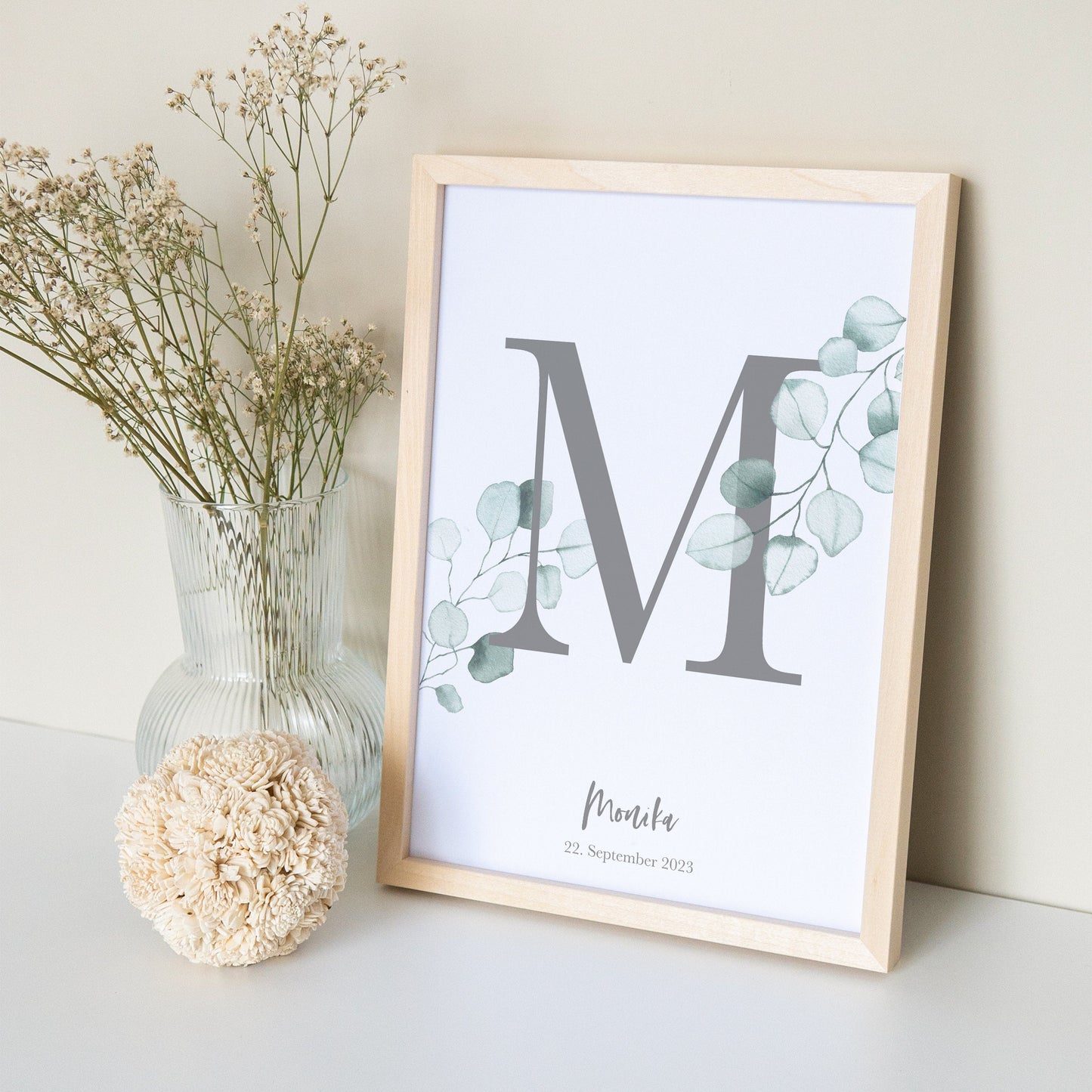 Geburtsposter Buchstaben Poster Personalisiert Mit Eukalyptus Babyposter