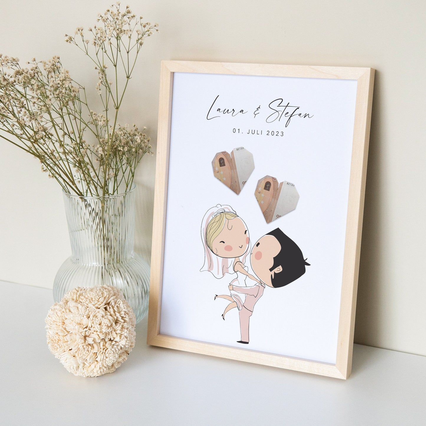 Geldgeschenk Hochzeit Hochzeitsgeschenk Geld Poster Mit Personalisiertem Brautpaar