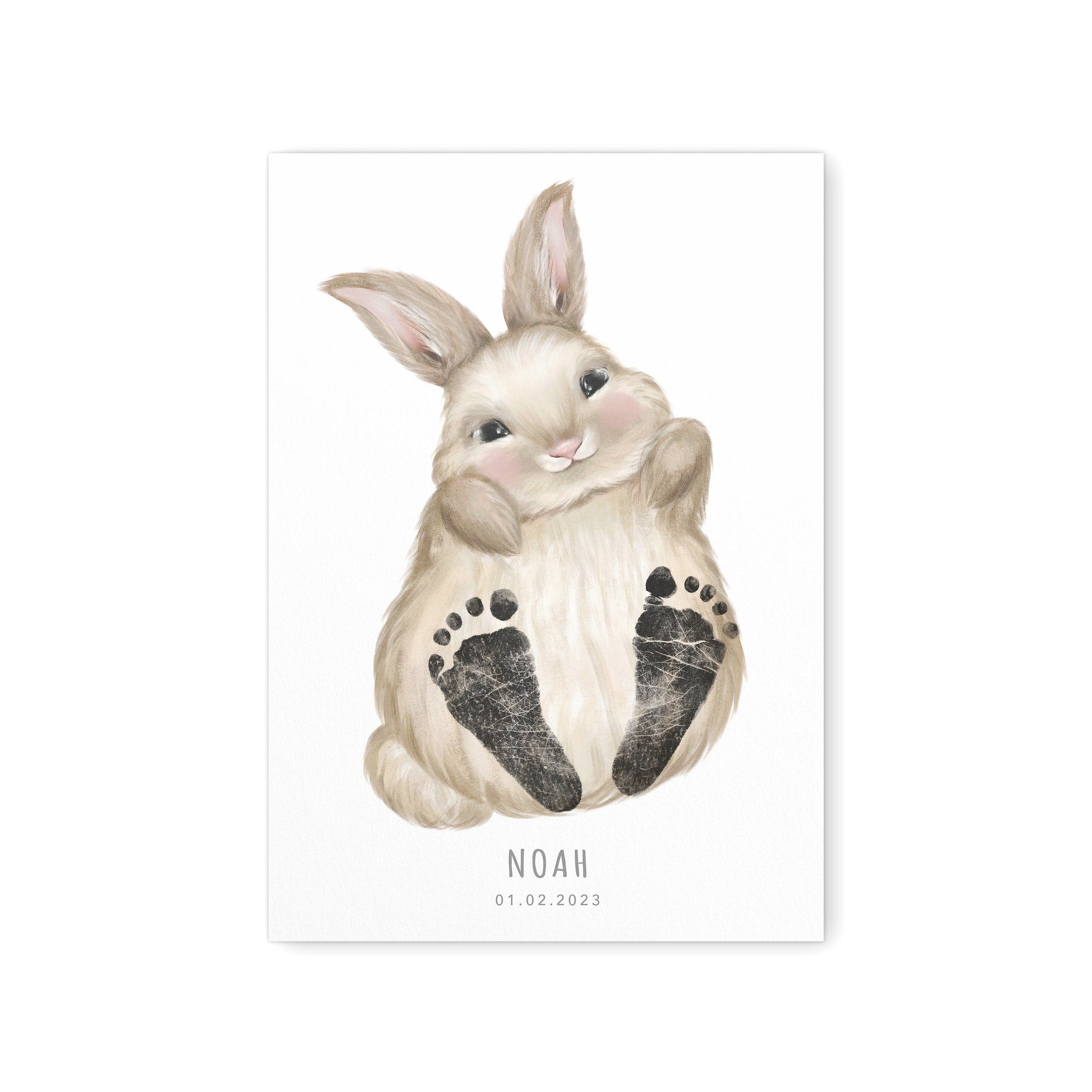 Fußabdrücke Baby Poster Hase Fußabdruck Babygeschenk Geschenk Zur Geburt Personalisiert