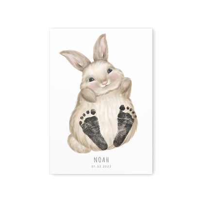 Fußabdrücke Baby Poster Hase Fußabdruck Babygeschenk Geschenk Zur Geburt Personalisiert