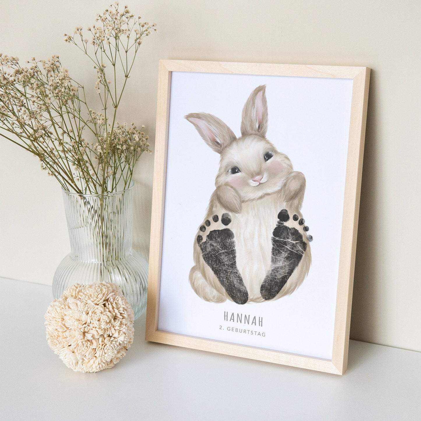 Fußabdrücke Baby Poster Hase Fußabdruck Babygeschenk Geschenk Zur Geburt Personalisiert