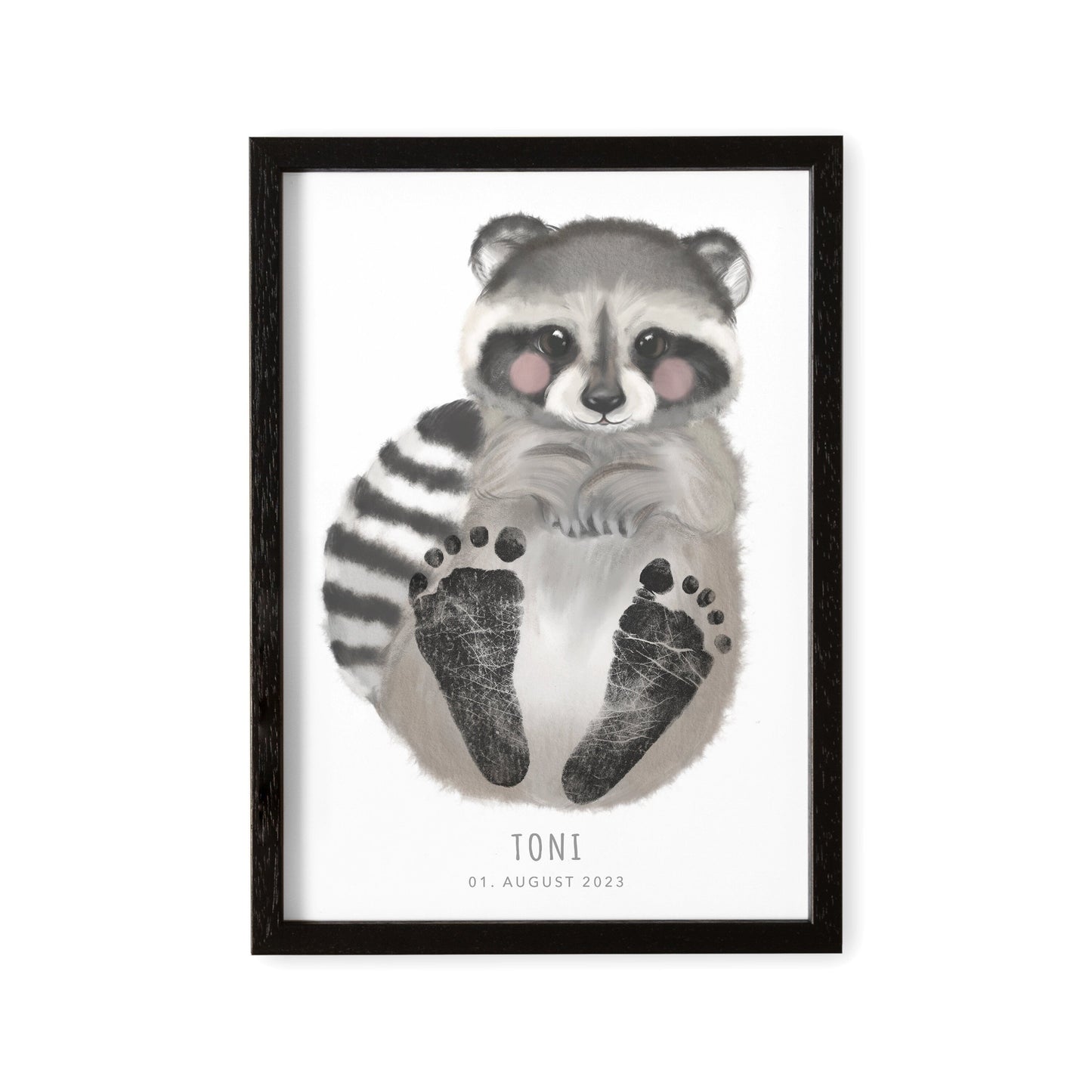 Fußabdrücke Baby Poster Waschbär Fußabdruck Babygeschenk Geschenk Zur Geburt Personalisiert