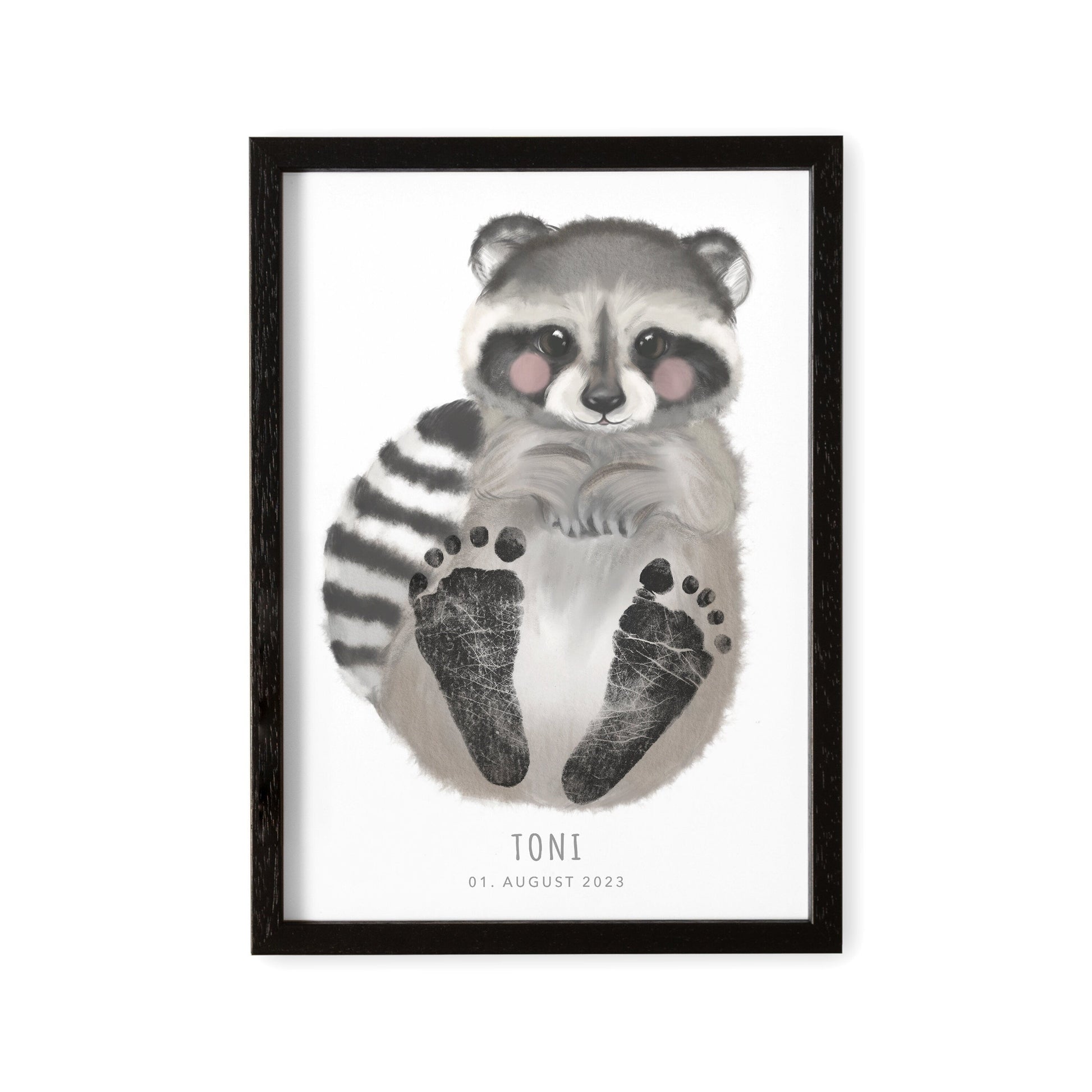 Fußabdrücke Baby Poster Waschbär Fußabdruck Babygeschenk Geschenk Zur Geburt Personalisiert