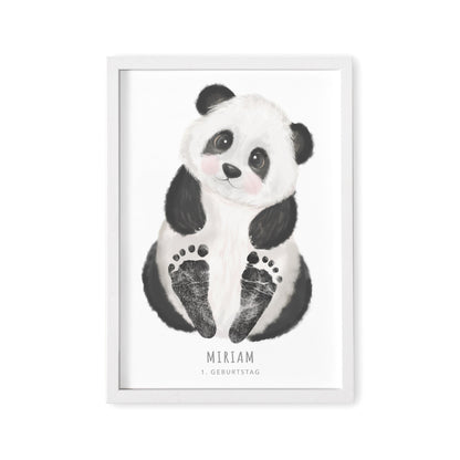 Fußabdrücke Baby Poster Panda Fußabdruck Babygeschenk Geschenk Zur Geburt Personalisiert