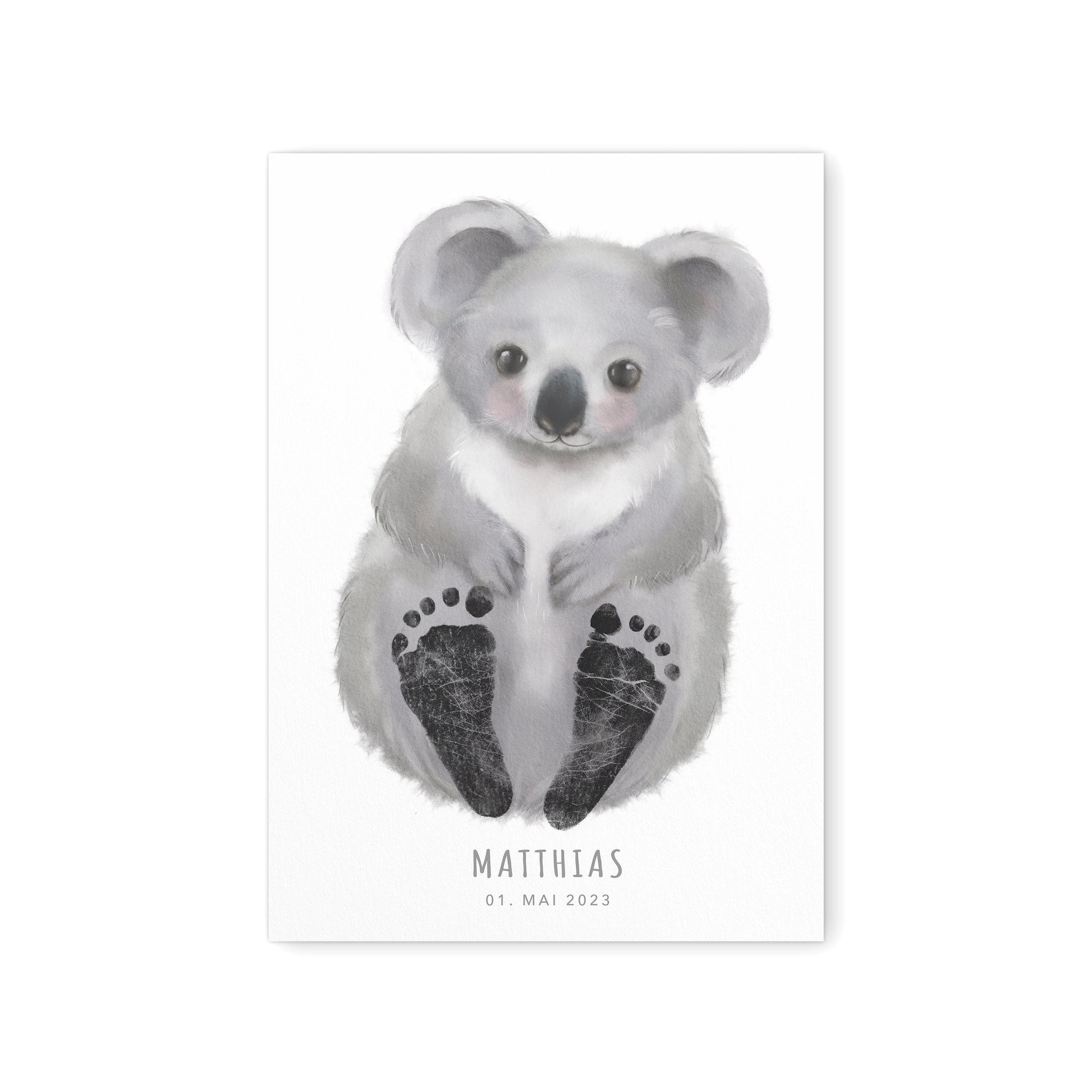 Fußabdrücke Baby Poster Koala Fußabdruck Babygeschenk Geschenk Zur Geburt Personalisiert