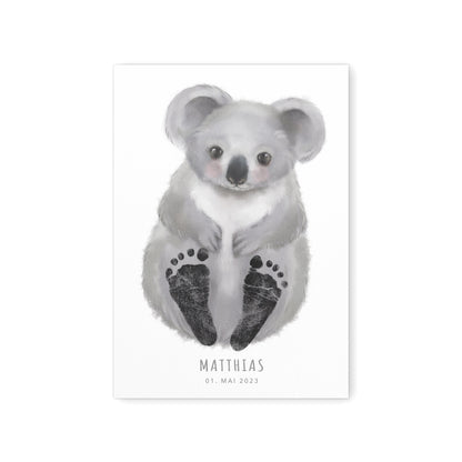 Fußabdrücke Baby Poster Koala Fußabdruck Babygeschenk Geschenk Zur Geburt Personalisiert