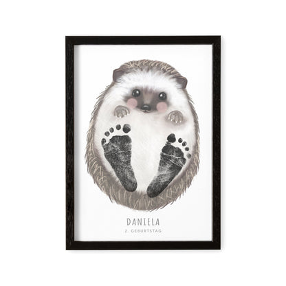 Fußabdrücke Baby Poster Igel Fußabdruck Babygeschenk Geschenk Zur Geburt Personalisiert