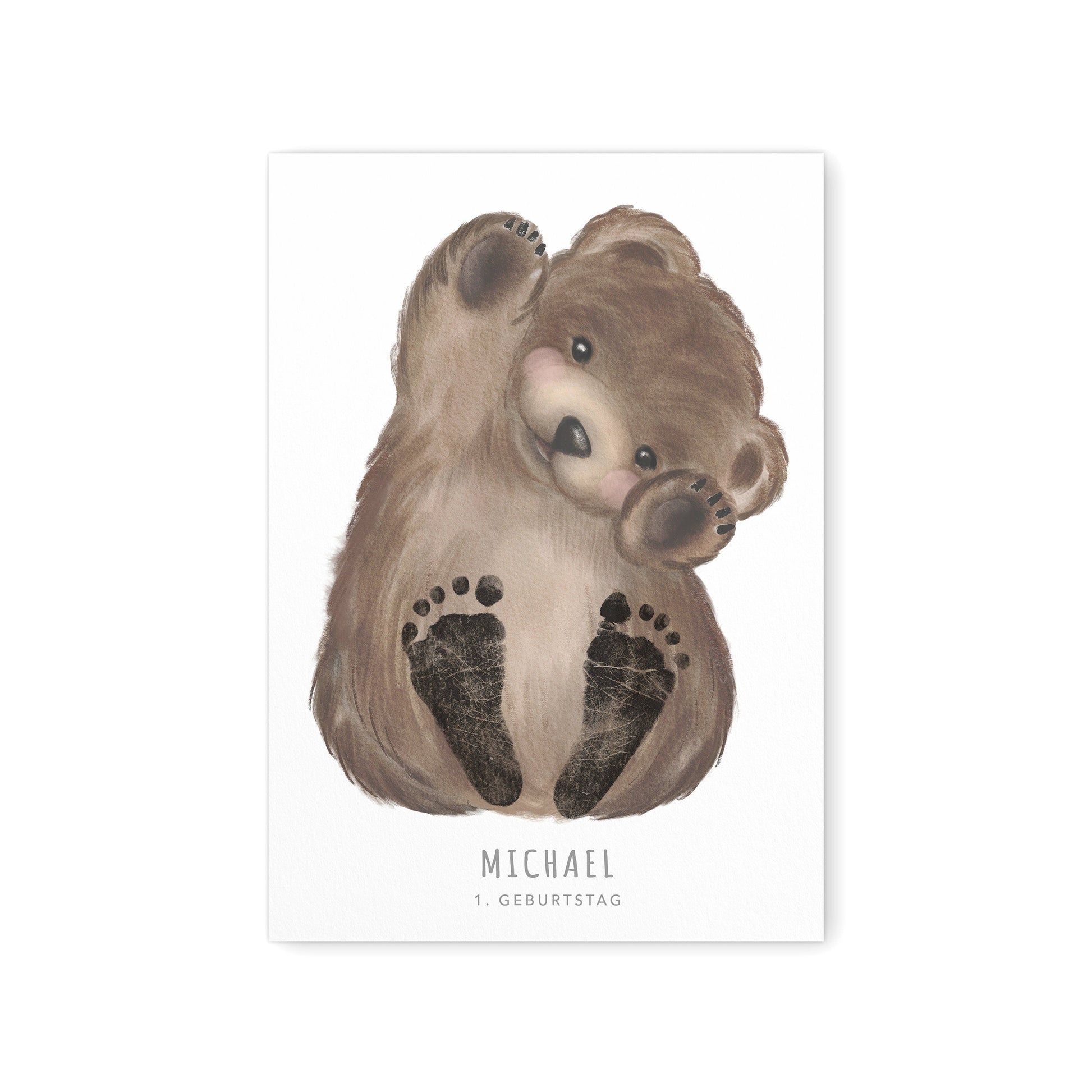 Fußabdrücke Baby Poster Bär Fußabdruck Babygeschenk Geschenk Zur Geburt Personalisiert