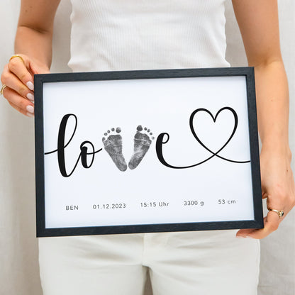 Fußabdrücke Baby Poster Personalisiertes Bild Fußabdruck 1. Geburtstag Geschenk Zur Geburt