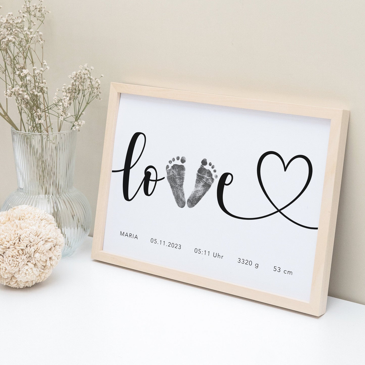 Fußabdrücke Baby Poster Personalisiertes Bild Fußabdruck 1. Geburtstag Geschenk Zur Geburt