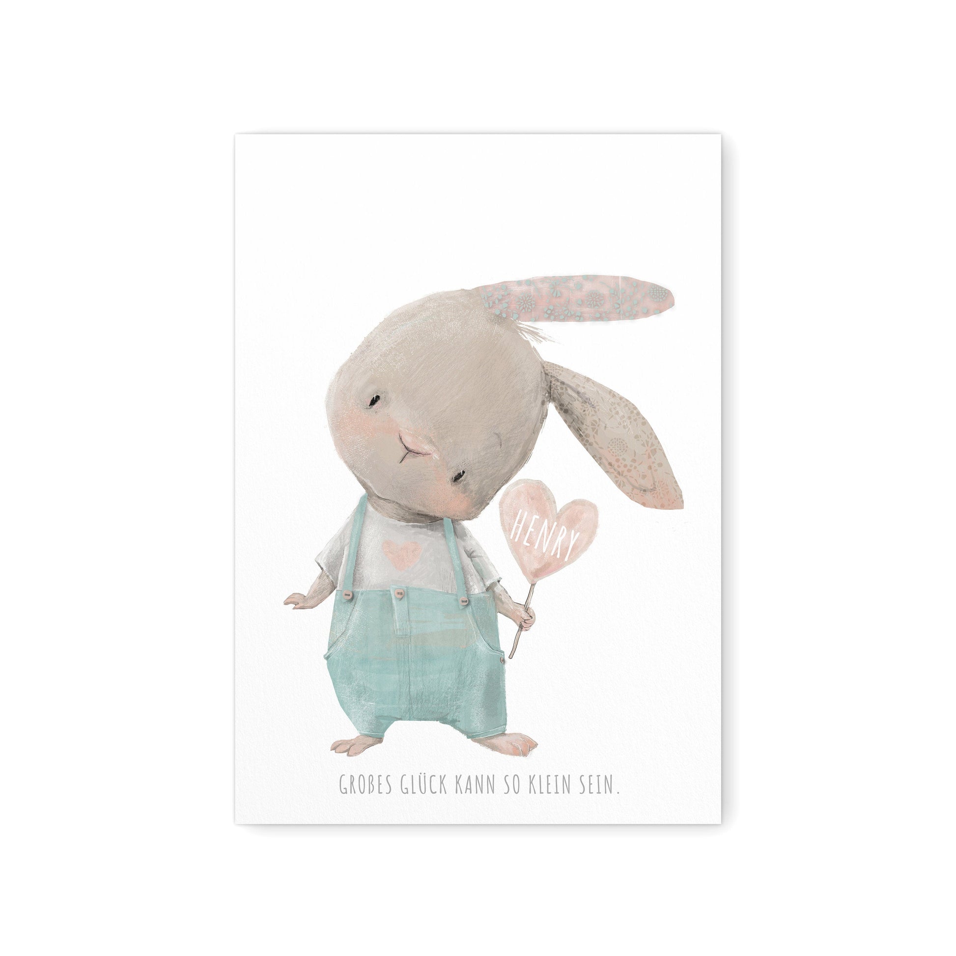 Kinderzimmer Poster Personalisiertes Bild Mit Hasen Und Herz Für Jungen & Mädchen