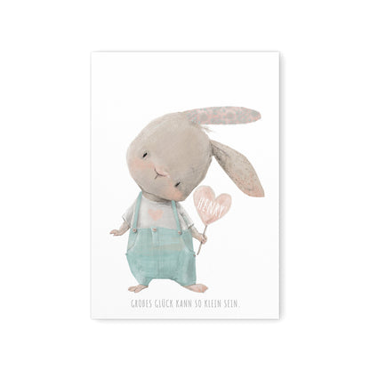 Kinderzimmer Poster Personalisiertes Bild Mit Hasen Und Herz Für Jungen & Mädchen