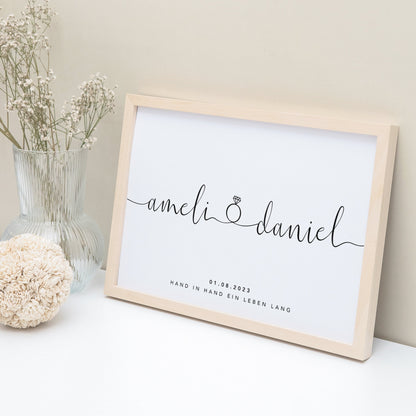 Personalisiertes Bild Zur Hochzeit Hochzeitsposter Hochzeitsgeschenk