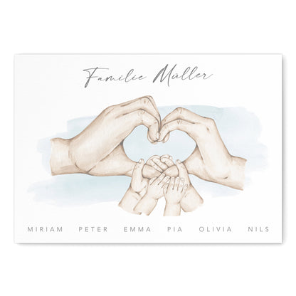 Herz Hände Familienposter Personalisiertes Bild & Geschenk Für Die Familie