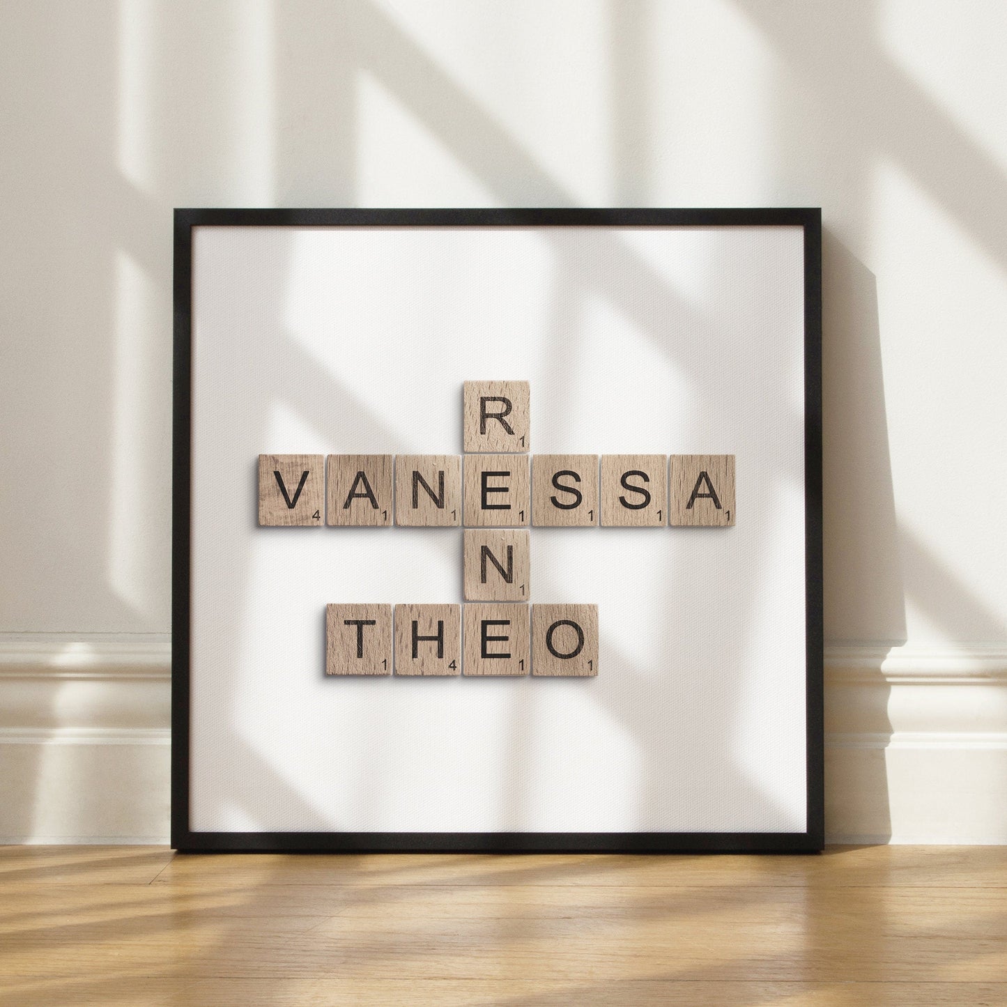 Scrabble Kreuzworträtsel Bild Familie Personalisiertes Familienposter Quadratisch (Ohne Rahmen)