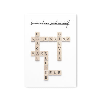 Scrabble Buchstaben Familienposter Personalisiertes Kreuzworträtsel Bild Für Die Familie