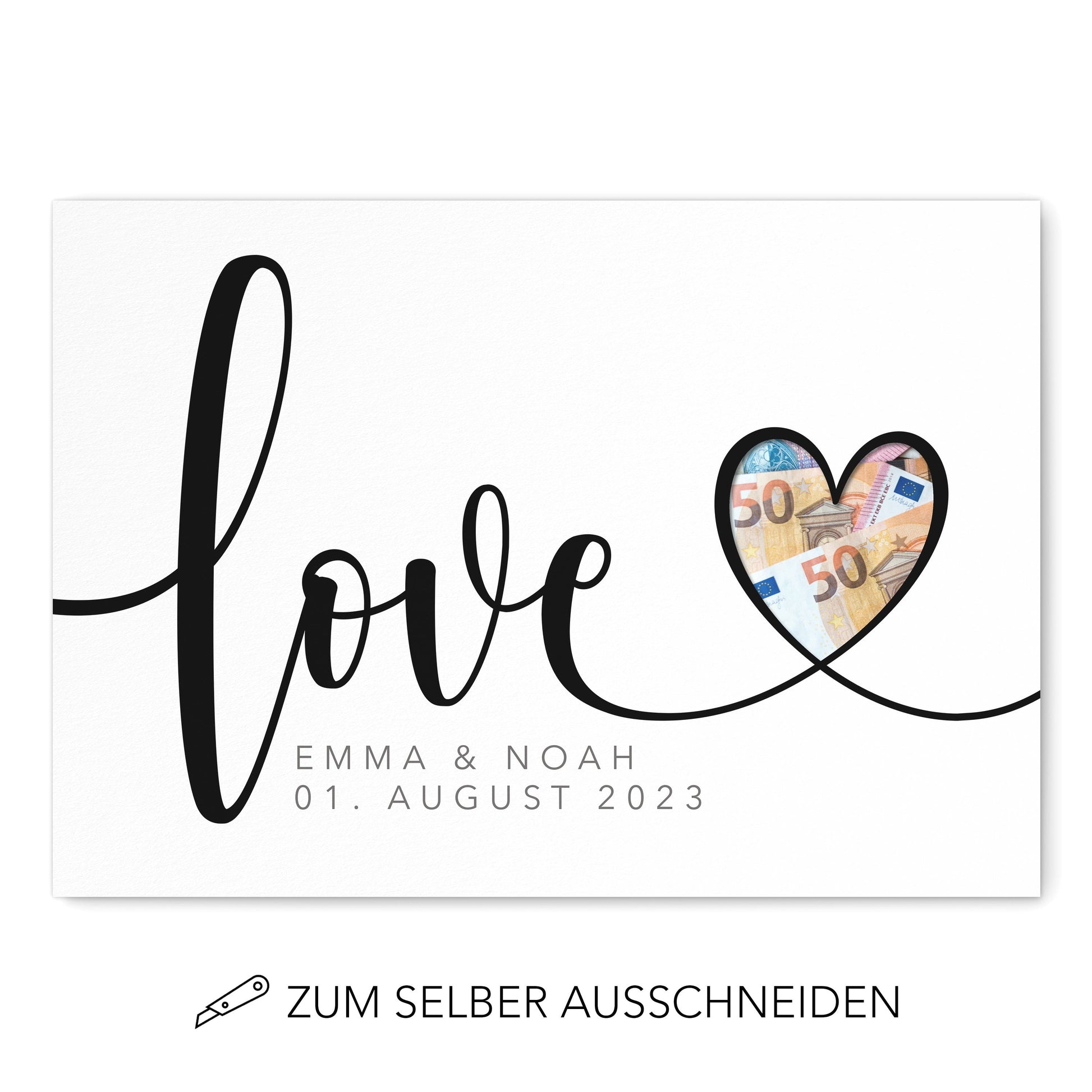 Geld Geschenk Zur Hochzeit Personalisiertes Bild "Love" Hochzeitsgeschenk