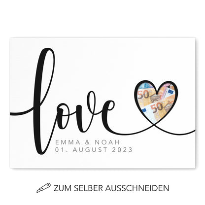 Geld Geschenk Zur Hochzeit Personalisiertes Bild "Love" Hochzeitsgeschenk
