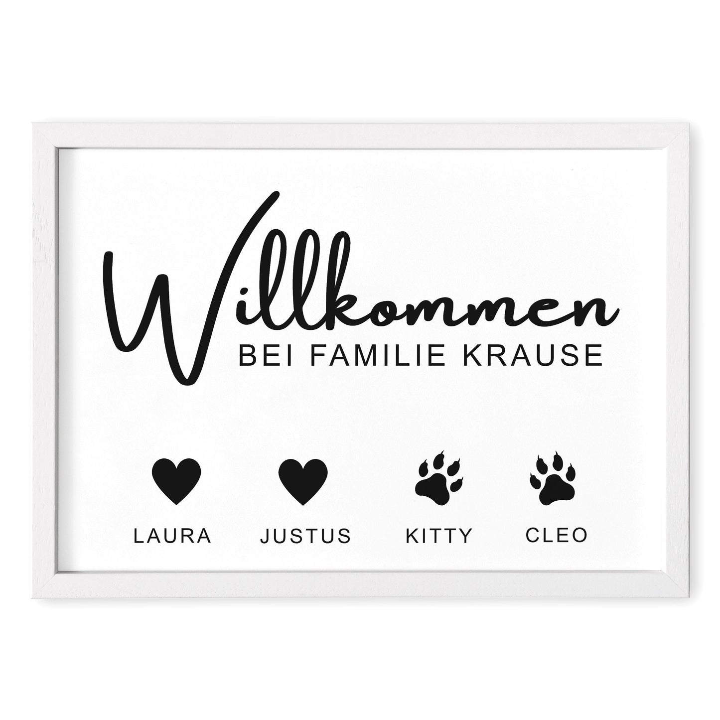 Hund & Katze Familienposter Personalisiertes Bild Für Die Familie Mit Haustier