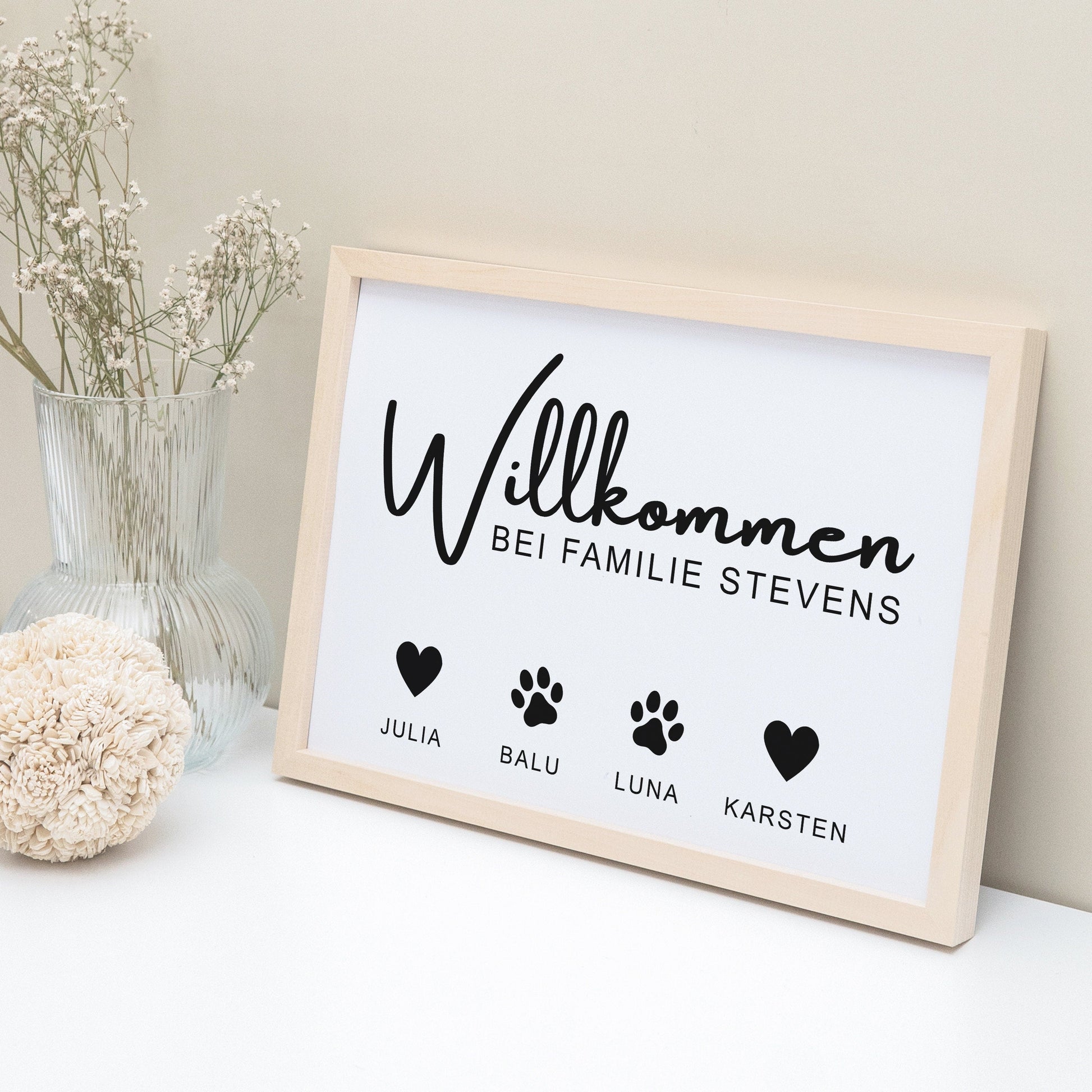 Hund & Katze Familienposter Personalisiertes Bild Für Die Familie Mit Haustier