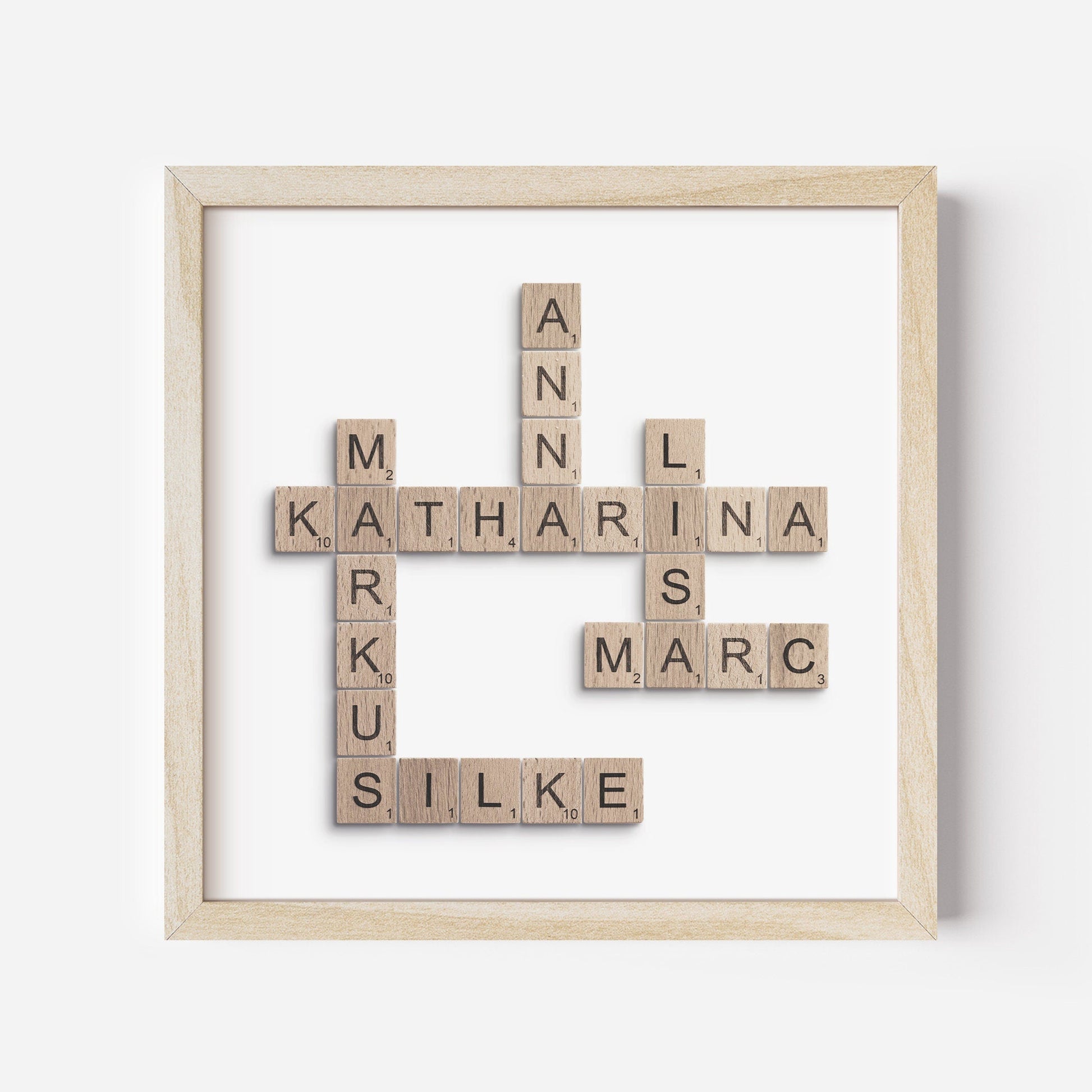 Scrabble Kreuzworträtsel Bild Familie Personalisiertes Familienposter Quadratisch (Ohne Rahmen)