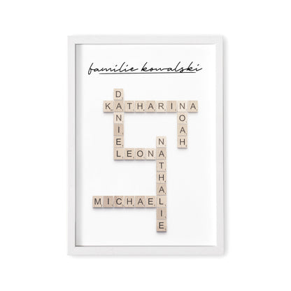 Scrabble Buchstaben Familienposter Personalisiertes Kreuzworträtsel Bild Für Die Familie