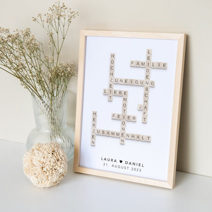 Hochzeitsgeschenk Personalisiertes Scrabble Poster Bild Zur Hochzeit Hochzeitstag