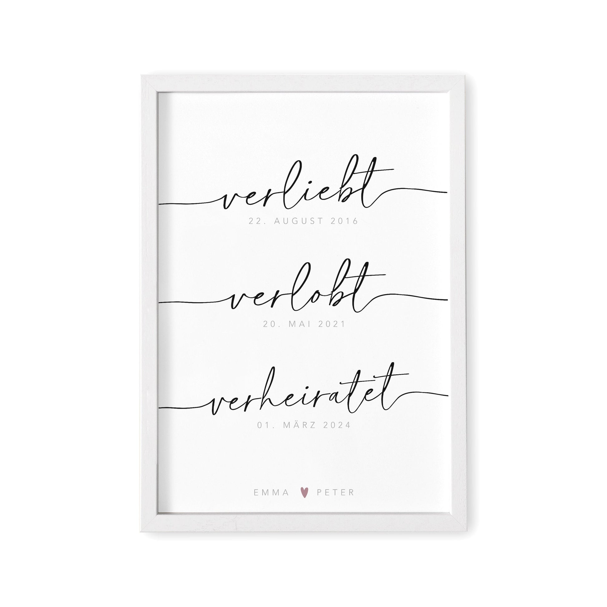 Hochzeitsbild Personalisiert Hochzeitsgeschenk Bild "Verliebt Verlobt Verheiratet" Geschenk Hochzeit