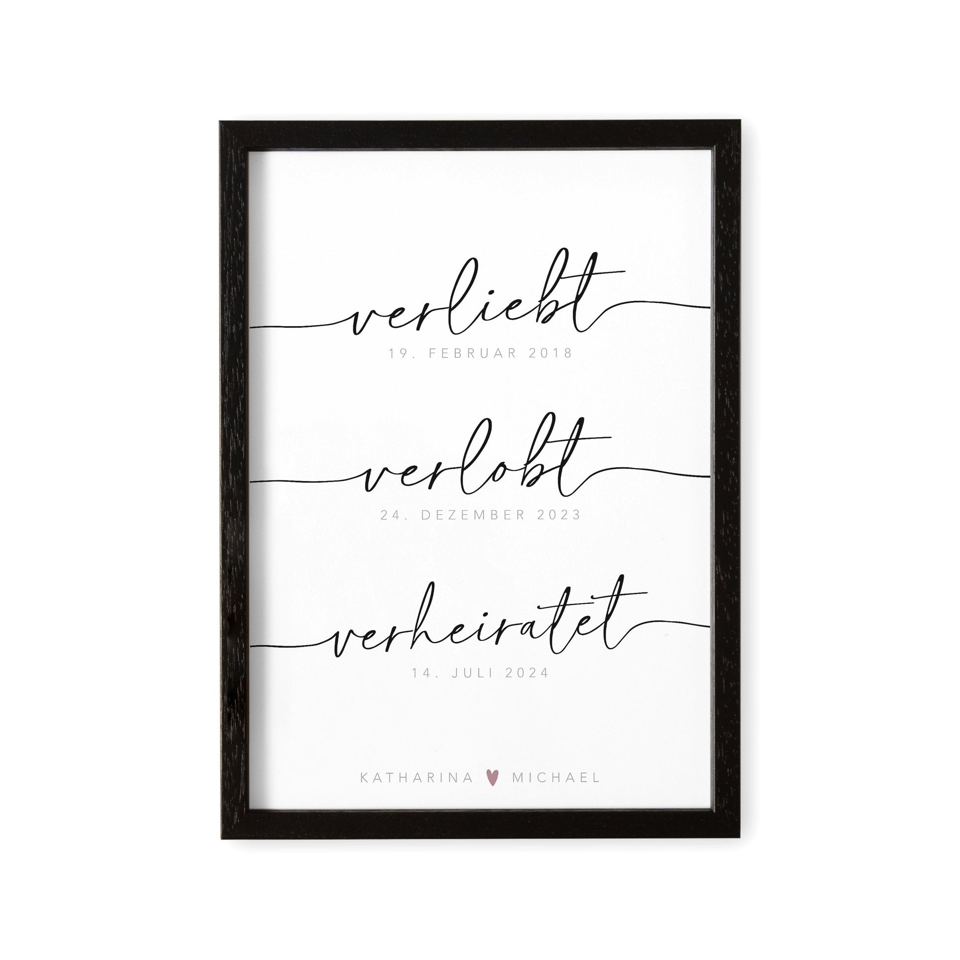 Hochzeitsbild Personalisiert Hochzeitsgeschenk Bild "Verliebt Verlobt Verheiratet" Geschenk Hochzeit