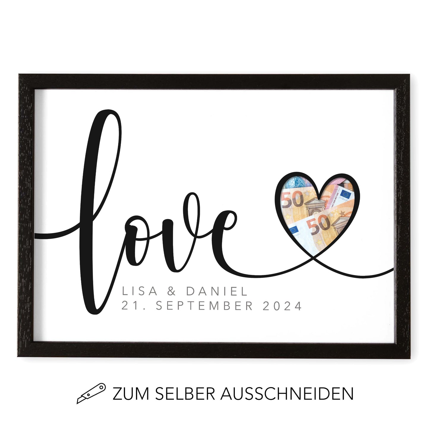 Geld Geschenk Zur Hochzeit Personalisiertes Bild "Love" Hochzeitsgeschenk