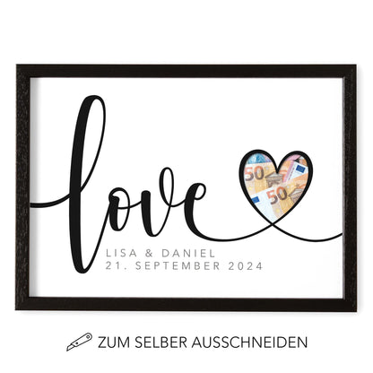 Geld Geschenk Zur Hochzeit Personalisiertes Bild "Love" Hochzeitsgeschenk