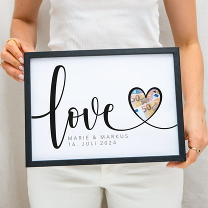 Geld Geschenk Zur Hochzeit Personalisiertes Bild "Love" Hochzeitsgeschenk
