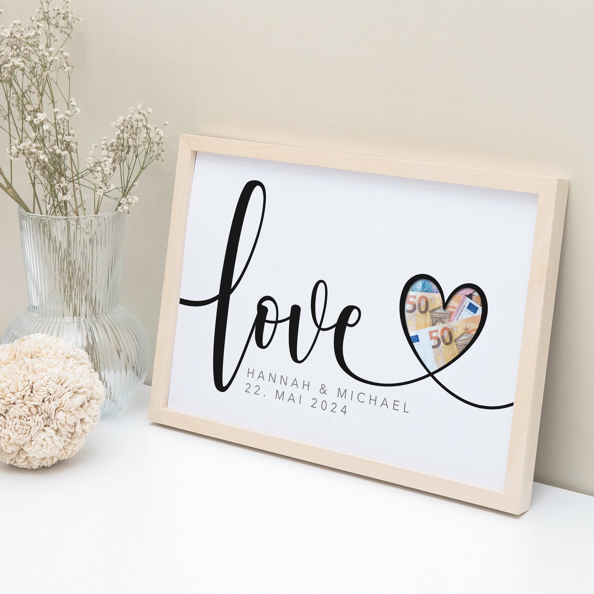 Geld Geschenk Zur Hochzeit Personalisiertes Bild "Love" Hochzeitsgeschenk