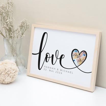 Geld Geschenk Zur Hochzeit Personalisiertes Bild "Love" Hochzeitsgeschenk