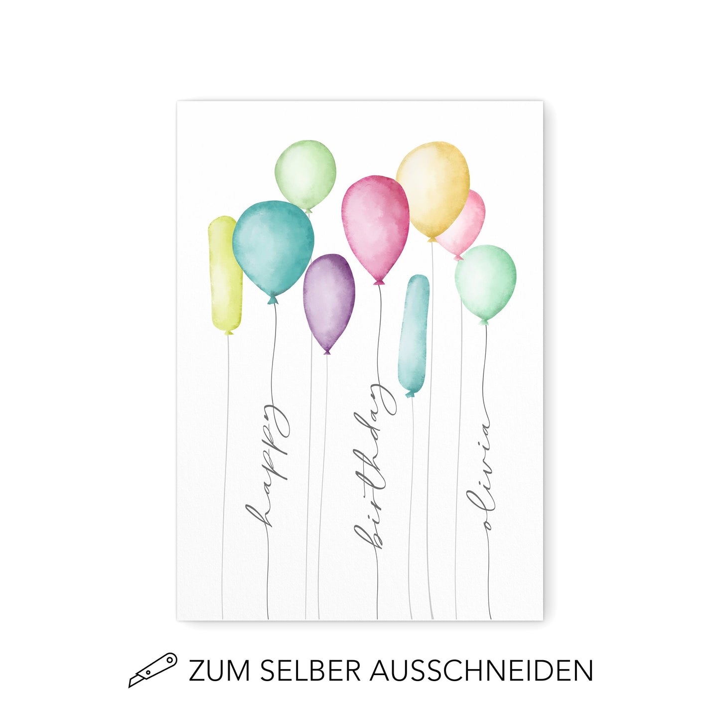 Geldgeschenk Geburtstag Kind Personalisiertes Bild Poster mit Luftballons Geburtstagsgeschenk Geld
