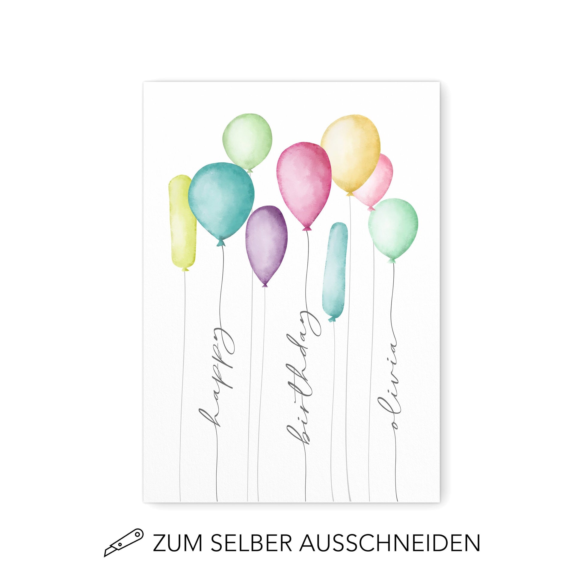 Geldgeschenk Geburtstag Kind Personalisiertes Bild Poster mit Luftballons Geburtstagsgeschenk Geld