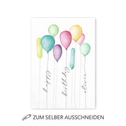 Geldgeschenk Geburtstag Kind Personalisiertes Bild Poster mit Luftballons Geburtstagsgeschenk Geld