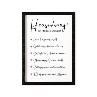 Hausordnung für Oma & Opa Personalisiertes Geschenk Bild für Großeltern