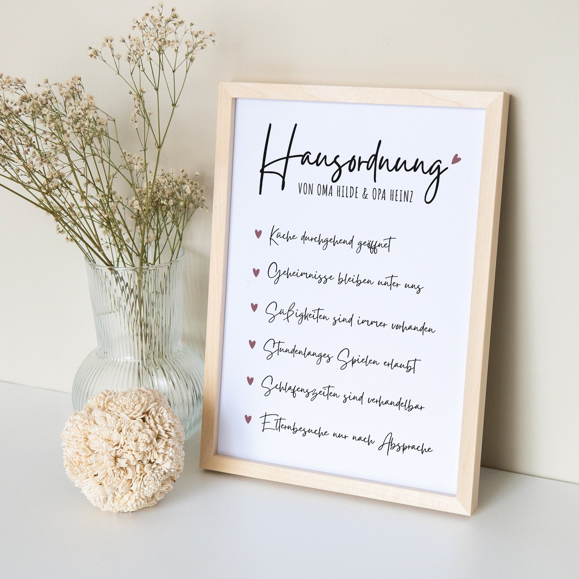 Hausordnung für Oma & Opa Personalisiertes Geschenk Bild für Großeltern