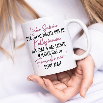 Der Zufall machte uns zu Kolleginnen Tasse Personalisiert Name Arbeitskollegin Abschied Freundinnen Geschenk