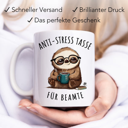 Beamten Tasse für Verbeamtung Kaffeetasse mit Spruch & Faultier lustiges Geschenk Kollegin und Kollegen