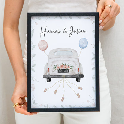 Hochzeitsgeschenk Geld Personalisiert Geldgeschenk Hochzeit Bild mit Auto für Brautpaar mit oder ohne Rahmen