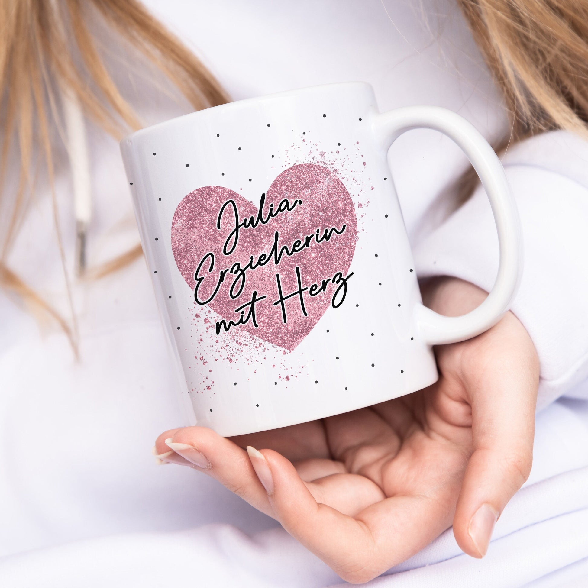 Erzieherin mit Herz Tasse personalisiertes Geschenk zum Abschied für Kindergärtnerin Dankeschön Geschenk Kita