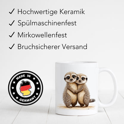 Erdmännchen Tasse süßes Geschenk Keramiktasse Freundinnen Geschenk Familie Kaffeetasse